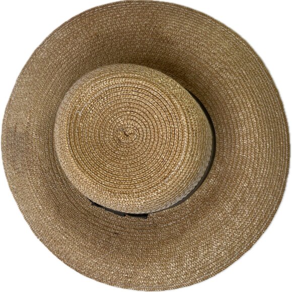 Vintage Banana Republic Women’s Wide Trim Straw Black Bow Hat Made In USA